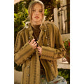 FLORAL ORNAMENT PRINT TEXTURED QUILT JACKET