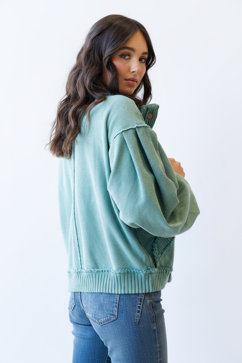 Campus Cardi Coat - Back 3/4 White BG