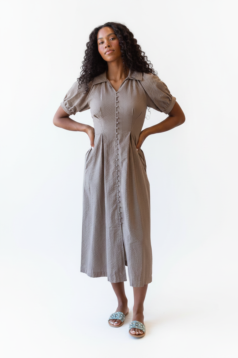 Femme Field Dress - Front Pockets White BG