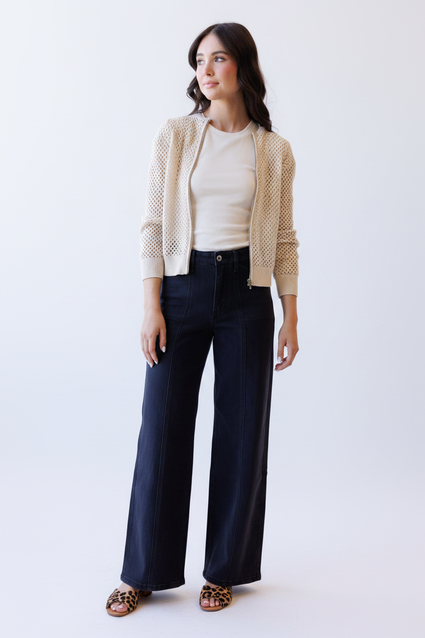 High Rise Seamed Trouser - 7 White BG