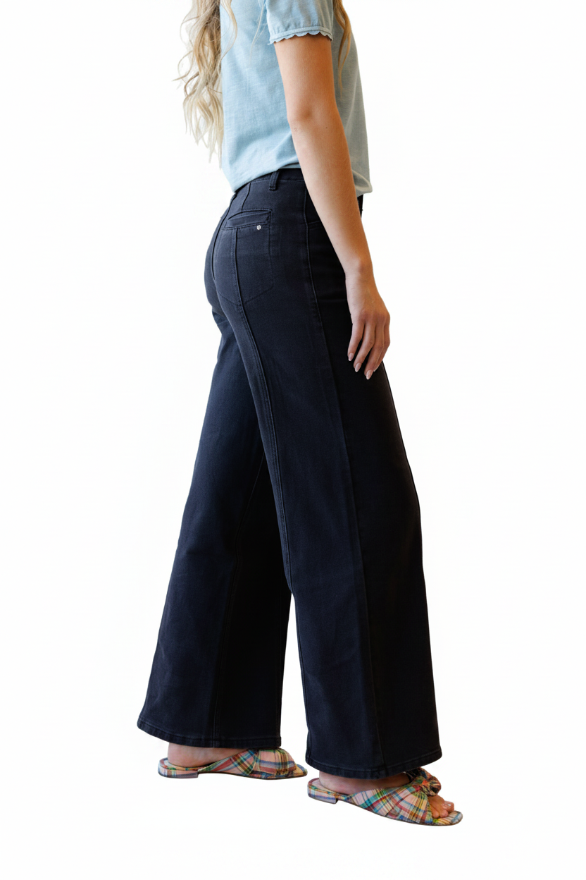 High Rise Seamed Trouser - Back 3/4 White BG