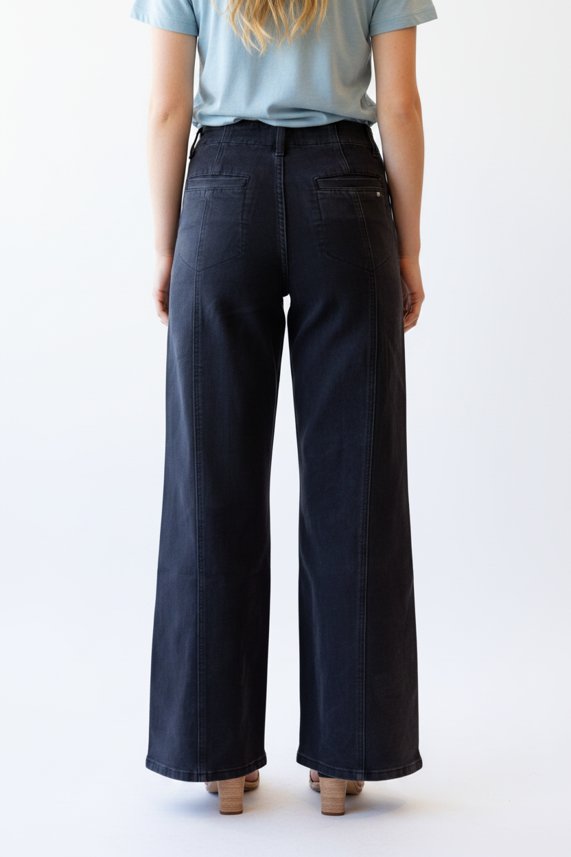 High Rise Seamed Trouser - Back White BG