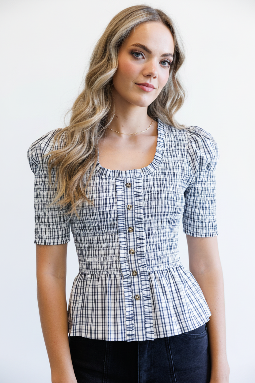 Oxford Top - Crop White BG