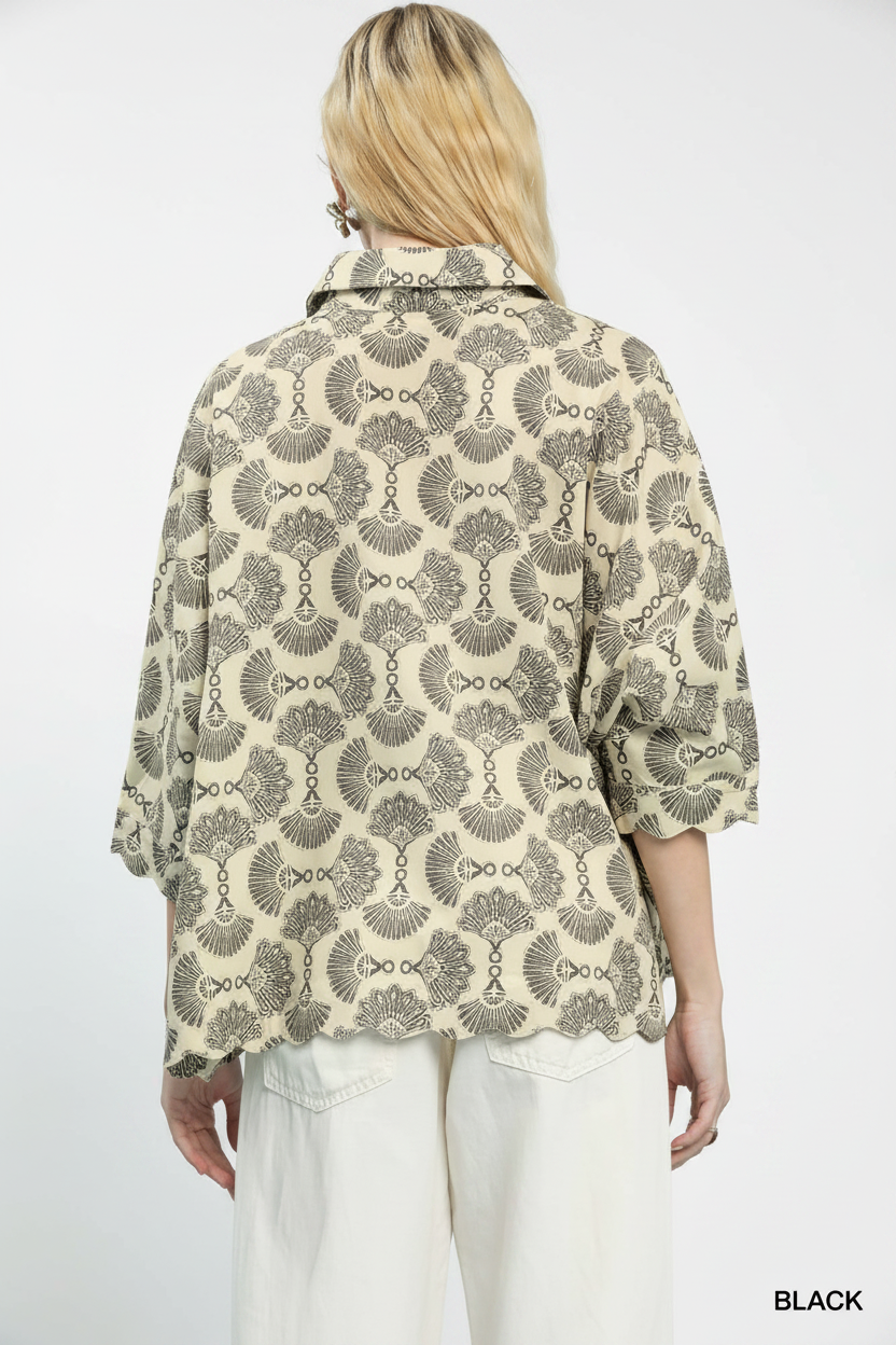 Printed Button Down Shirt