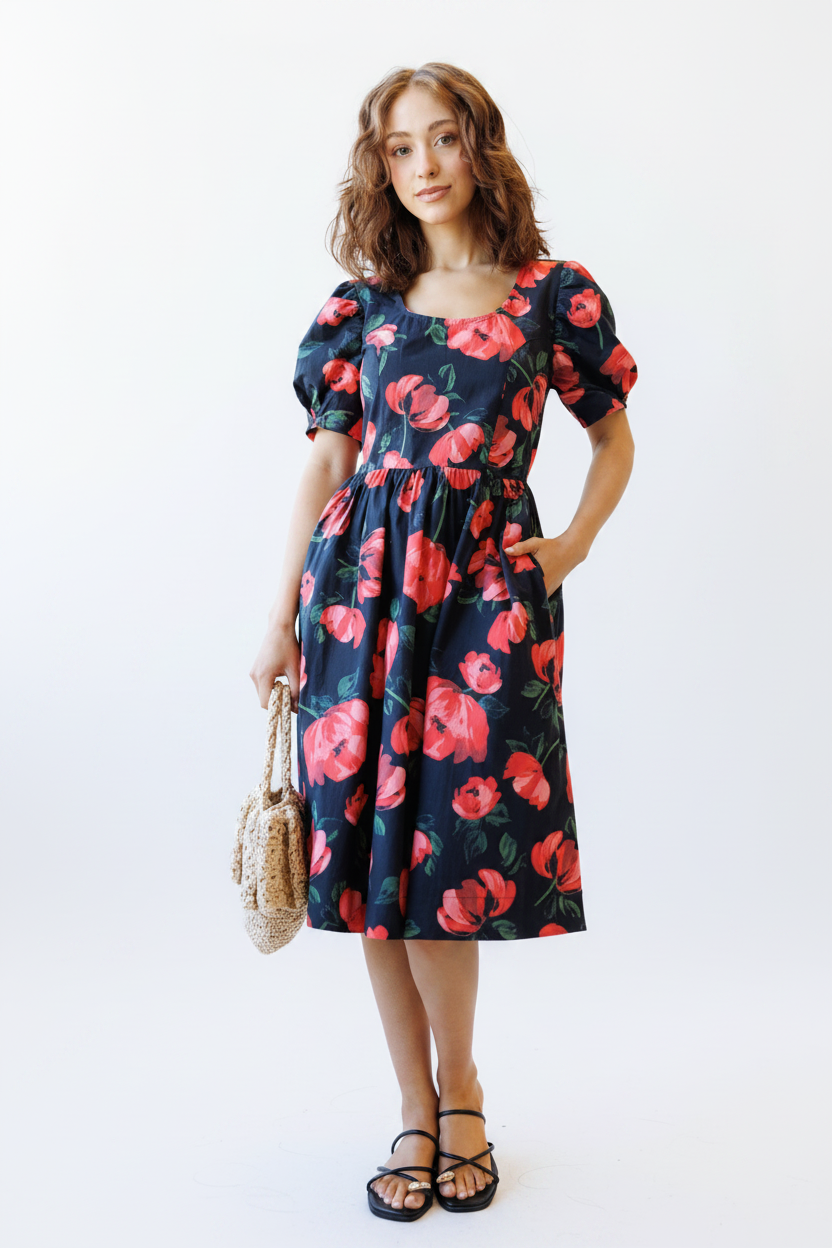 Signature Sun Dress - Front Hand in Pocket White BG